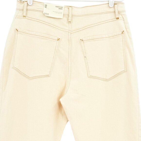 A.n.a Women's High-Rise Stretch Cream Curve Tapered Barrel Denim Jeans Sz 12 NWT - Picture 4 of 11